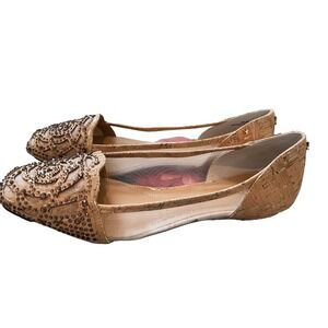 J.Reneé J Renee Pariella Womens Slip On Flats 8.5 M US Cork Brown Studded Beaded
